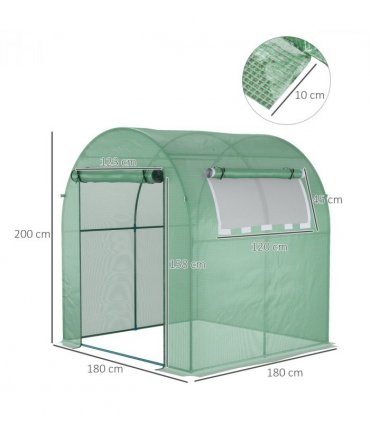 Polytunnel Greenhouse Green Steel PE 180W x 180D x 200H cm Walk-In Garden