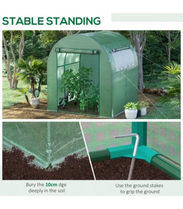 Polytunnel Greenhouse Green Steel PE 180W x 180D x 200H cm Walk-In Garden