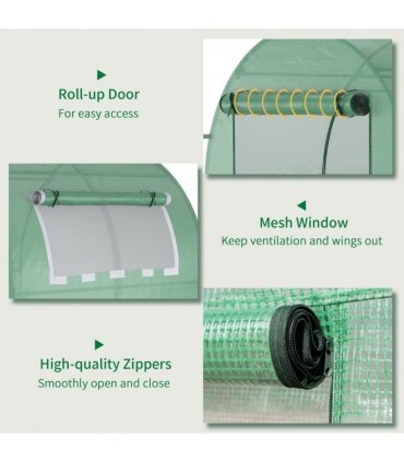 Polytunnel Greenhouse Green Steel PE 180W x 180D x 200H cm Walk-In Garden