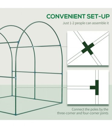 Polytunnel Greenhouse Green Steel PE 180W x 180D x 200H cm Walk-In Garden