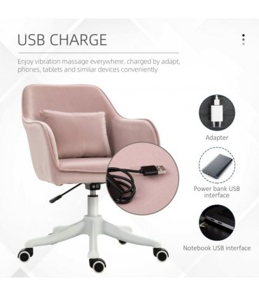 Office Chair with Rechargeable Electric Vibration Massage Lumbar Pillow, Wheels