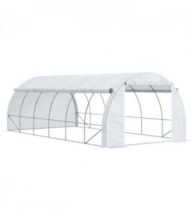 6 x 3 x 2 m Polytunnel Greenhouse Pollytunnel Tent w/ Steel Frame White