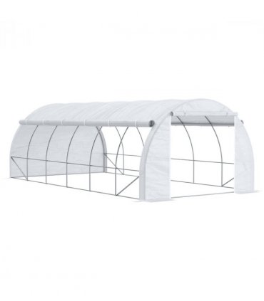6 x 3 x 2 m Polytunnel Greenhouse Pollytunnel Tent w/ Steel Frame White