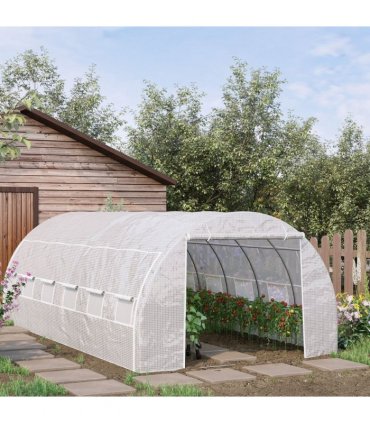 6 x 3 x 2 m Polytunnel Greenhouse Pollytunnel Tent w/ Steel Frame White