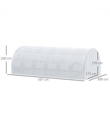 6 x 3 x 2 m Polytunnel Greenhouse Pollytunnel Tent w/ Steel Frame White