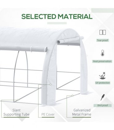 6 x 3 x 2 m Polytunnel Greenhouse Pollytunnel Tent w/ Steel Frame White