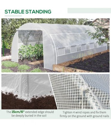 6 x 3 x 2 m Polytunnel Greenhouse Pollytunnel Tent w/ Steel Frame White