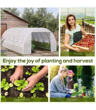 6 x 3 x 2 m Polytunnel Greenhouse Pollytunnel Tent w/ Steel Frame White