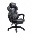 Gaming Chair Ergonomic Reclining w/ Manual Footrest Wheels Stylish Office Grey