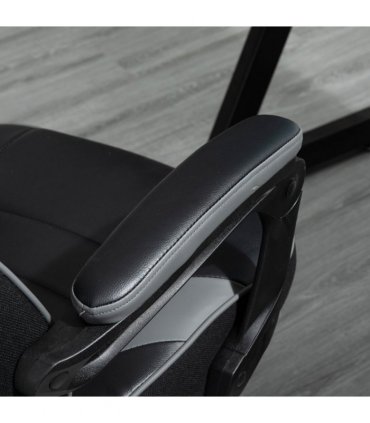 Gaming Chair Ergonomic Reclining w/ Manual Footrest Wheels Stylish Office Grey