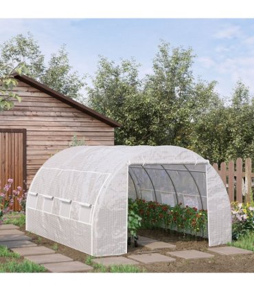Greenhouse Polytunnel White Galvanised Steel PE 3.9m x 3m x 2 m Walk-in