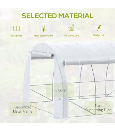 Greenhouse Polytunnel White Galvanised Steel PE 3.9m x 3m x 2 m Walk-in