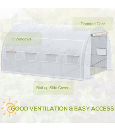 Greenhouse Polytunnel White Galvanised Steel PE 3.9m x 3m x 2 m Walk-in