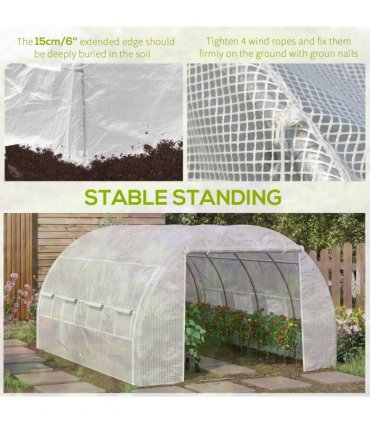 Greenhouse Polytunnel White Galvanised Steel PE 3.9m x 3m x 2 m Walk-in