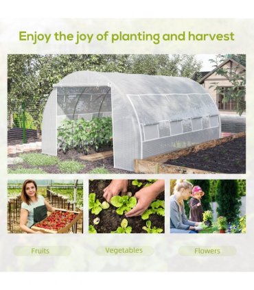 Greenhouse Polytunnel White Galvanised Steel PE 3.9m x 3m x 2 m Walk-in