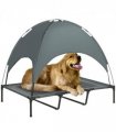 Elevated Pet Bed Dog Cot Tent with Canopy Instant Shelter Outdoor Grey 122 cm