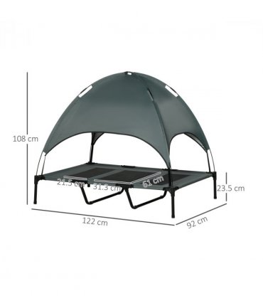 Elevated Pet Bed Dog Cot Tent with Canopy Instant Shelter Outdoor Grey 122 cm