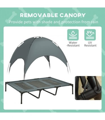 Elevated Pet Bed Dog Cot Tent with Canopy Instant Shelter Outdoor Grey 122 cm