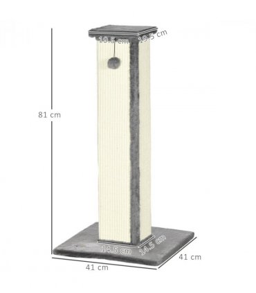 Cat Scratching Post 81cm Cat Scratcher w/ Natural Sisal Rope Hanging Ball Grey