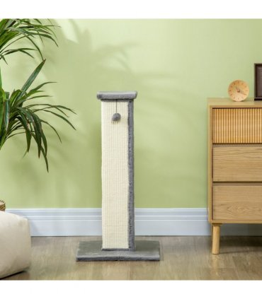 Cat Scratching Post 81cm Cat Scratcher w/ Natural Sisal Rope Hanging Ball Grey