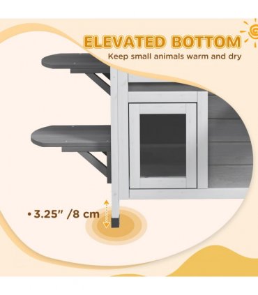 Cat Condo w/ Tons of Room & Openable Roof, Fir Wood, Outdoor/Indoor Catio Grey