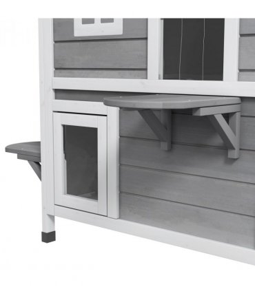 Cat Condo w/ Tons of Room & Openable Roof, Fir Wood, Outdoor/Indoor Catio Grey