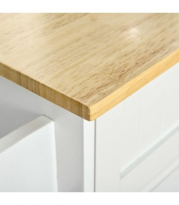Kitchen Island Utility Cart, with 2 Storage Drawers Cabinets Dining Room White
