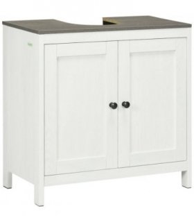 Freestanding Bathroom Under Sink Cabinet w/ Doors Adjustable Shelf, White