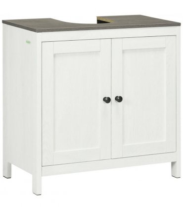 Freestanding Bathroom Under Sink Cabinet w/ Doors Adjustable Shelf, White