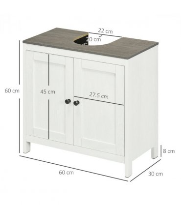 Freestanding Bathroom Under Sink Cabinet w/ Doors Adjustable Shelf, White