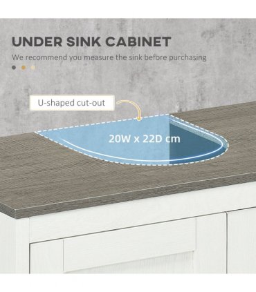 Freestanding Bathroom Under Sink Cabinet w/ Doors Adjustable Shelf, White