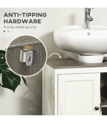Freestanding Bathroom Under Sink Cabinet w/ Doors Adjustable Shelf, White