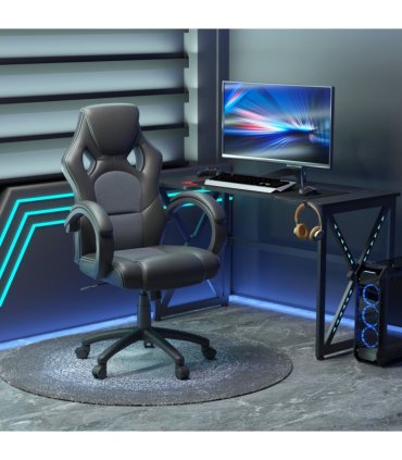 Executive Racing Swivel Gaming Office Chair PU Leather Computer Desk Chair Grey