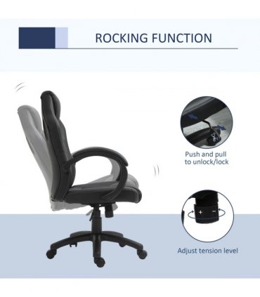 Executive Racing Swivel Gaming Office Chair PU Leather Computer Desk Chair Grey
