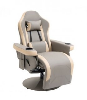 Manual Recliner Armchair PU Sofa Chair w/ Adjustable Leg Rest & 135� Reclining