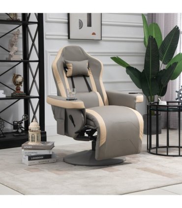 Manual Recliner Armchair PU Sofa Chair w/ Adjustable Leg Rest & 135� Reclining