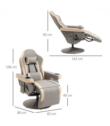 Manual Recliner Armchair PU Sofa Chair w/ Adjustable Leg Rest & 135� Reclining