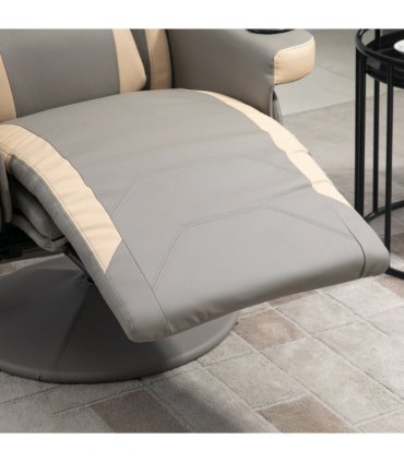 Manual Recliner Armchair PU Sofa Chair w/ Adjustable Leg Rest & 135� Reclining