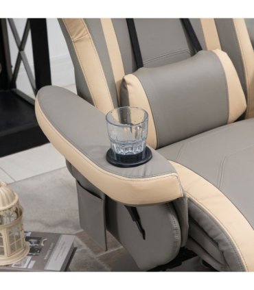 Manual Recliner Armchair PU Sofa Chair w/ Adjustable Leg Rest & 135� Reclining