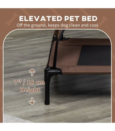 Metal Brown 92 cm Elevated Pet Bed Dog Cot Tent with Canopy Outdoor Coffee