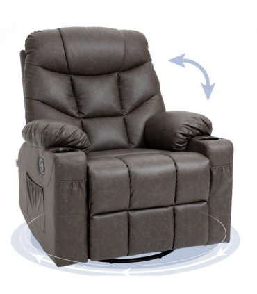 PU Leather Manual Recliner Chair, Recliner Armchair for Living Room, Brown