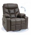 PU Leather Manual Recliner Chair, Recliner Armchair for Living Room, Brown
