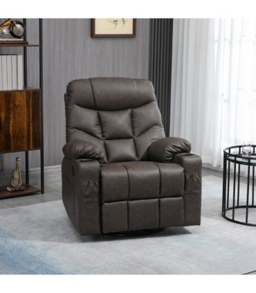 PU Leather Manual Recliner Chair, Recliner Armchair for Living Room, Brown