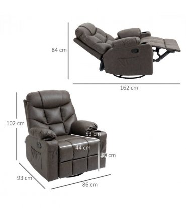PU Leather Manual Recliner Chair, Recliner Armchair for Living Room, Brown