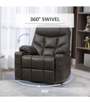 PU Leather Manual Recliner Chair, Recliner Armchair for Living Room, Brown