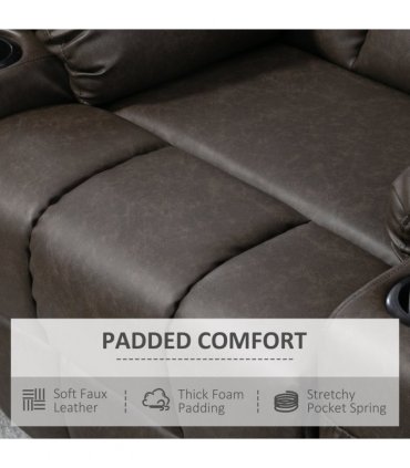 PU Leather Manual Recliner Chair, Recliner Armchair for Living Room, Brown