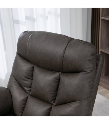 PU Leather Manual Recliner Chair, Recliner Armchair for Living Room, Brown