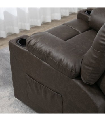 PU Leather Manual Recliner Chair, Recliner Armchair for Living Room, Brown