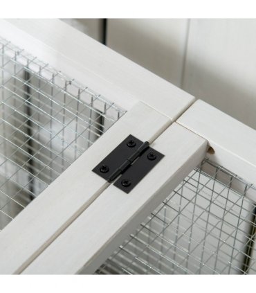 Rabbit Hutch Guinea Pig Cage with Slide-out Tray Wheels for Outdoor & Indoor