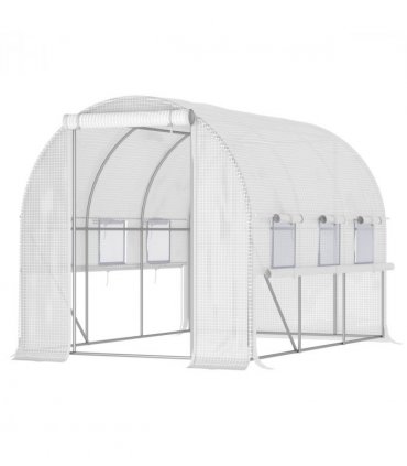 Large Outside Backyard Plant Greenhouse Hot House w/ Zippered Doors White
